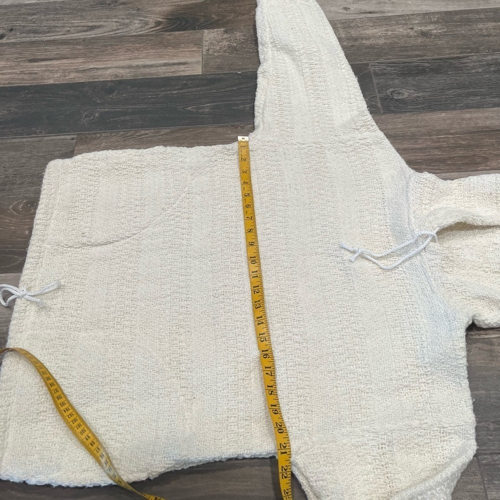 Earth Ragz Pullover Hoodie Sz M Ivory Textured 100% Recycled Fibers Mexico - Picture 7 of 11